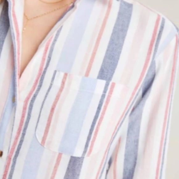 Anthropologie Maeve Multi Chatham Colored Striped Button Down Shirt Sz Small - Picture 3 of 8